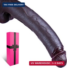 15.6" Liquid Silicone Realistic Giant Dual Density Real Skin Dildo Black, 13" Du