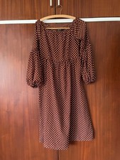 Very Pretty Brown and White Polka Dot Dress, size 12