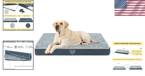 Navy Waterproof Dog Crate Mattress with Removable Cover - Joint Relief Design - Picture 2 of 9