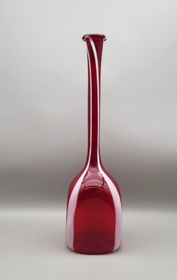 Vase - rot-weißes Glas - im Stil von Carlo Moretti - 50 cm hoch