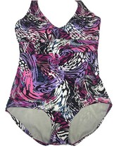 SPEEDO endurance One Piece Multicolor Pink swimsuit Sz 10