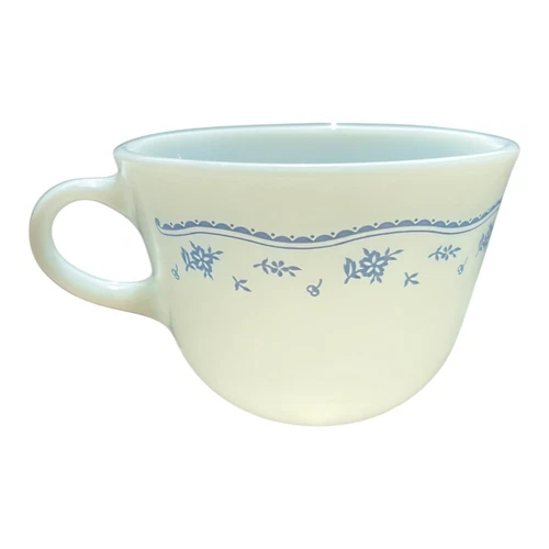 Vintage  Corning Corelle Morning Blue Floral Milk Glass Coffee Tea Cup- Set Of 2