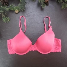 Maidenform Self Expressions Bra Womens 36C Pink Padded Underwire Lace Trim