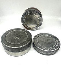 2 Eastman Kodak Company Vtg. Metal Film Canisters-1 unbranded Lot of 3 B W
