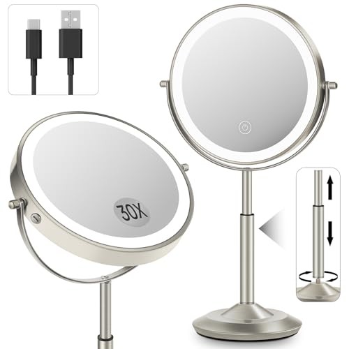 Makeup Mirror with Lights, 1X/30X Lighted Magnifying Mirror 