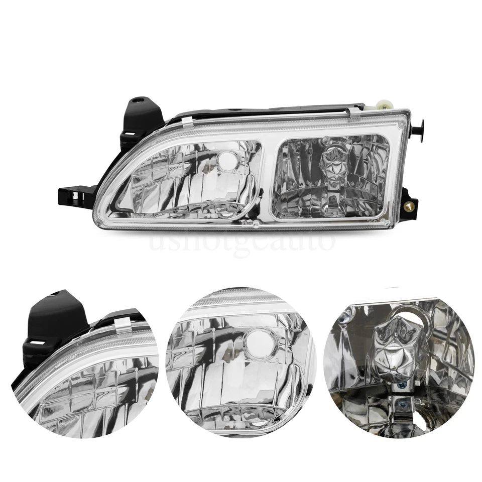 Headlights Chrome Clear Housing Lens Headlamps Set For 93-97 Toyota Corolla Foto 3 de 4