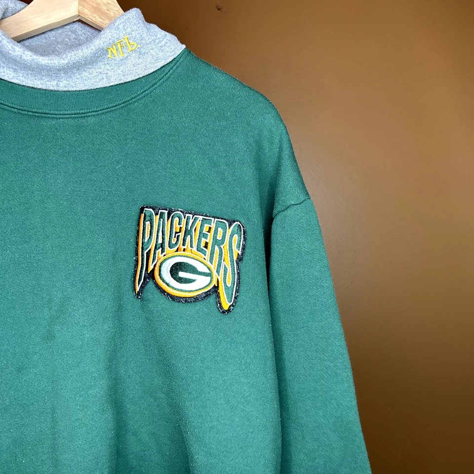 Vintage Años 90 Green Bay Packers Cuello Alto Cuello Redondo XXL Foto 3 de 4