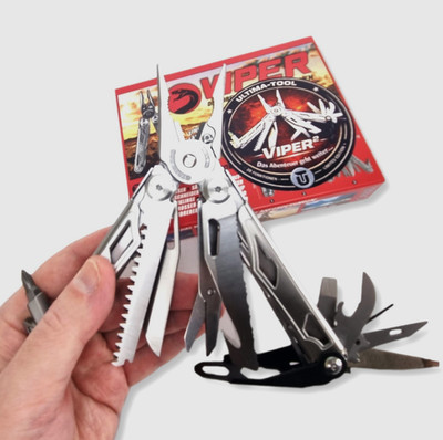 Multitool im Leatherman Wave Style Zange - Viper² 20 Tools Bit-Set Leder Holster