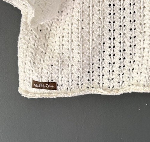 Matilda Jane Girls Sz 8 Enchanted Garden Marietta Crochet Trimmed Sweater White - Picture 9 of 9