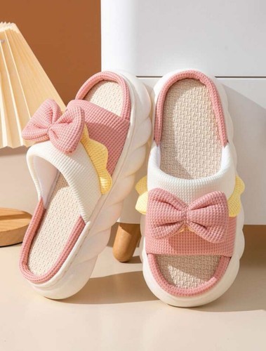 New Thick-Soled Cute Girls' Linen Slippers For Women, Four Seasons Anti-Skid - Picture 3 of 14