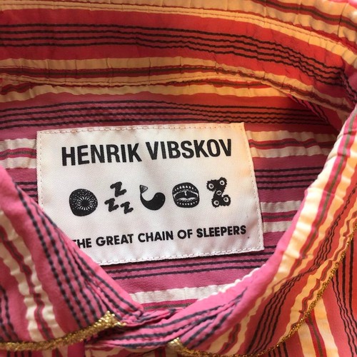 HENRIK VIBSKOV Stripe✖️Camicia Lame Taglia M Camicia Leggera Tessuto Glitterato, USATA - Foto 4 di 9