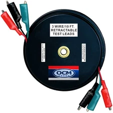 OCM - 3 Wire Retracteable Test Leads - 18 Gauge Electrical Copper Wire, Allig...