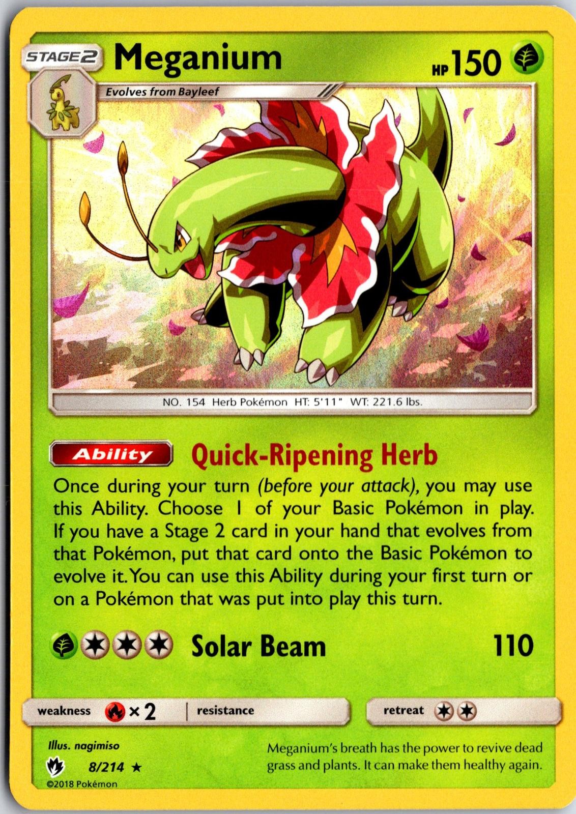 Meganium 8/214 Holo R Lost Thunder Pokemon Holo NM/M