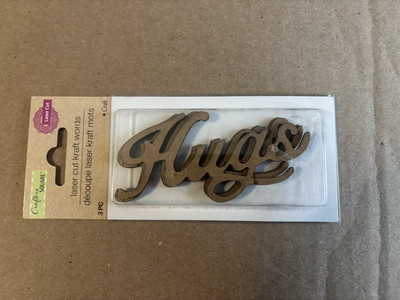 Crafters Square, Chipboard Decor Words, HUGS , 3 pc, Laser Cut, NEW