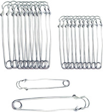 20PCS Large Safety Pins, 4Inch and 3Inch Heavy Duty Safety Pins,Silver for Fas