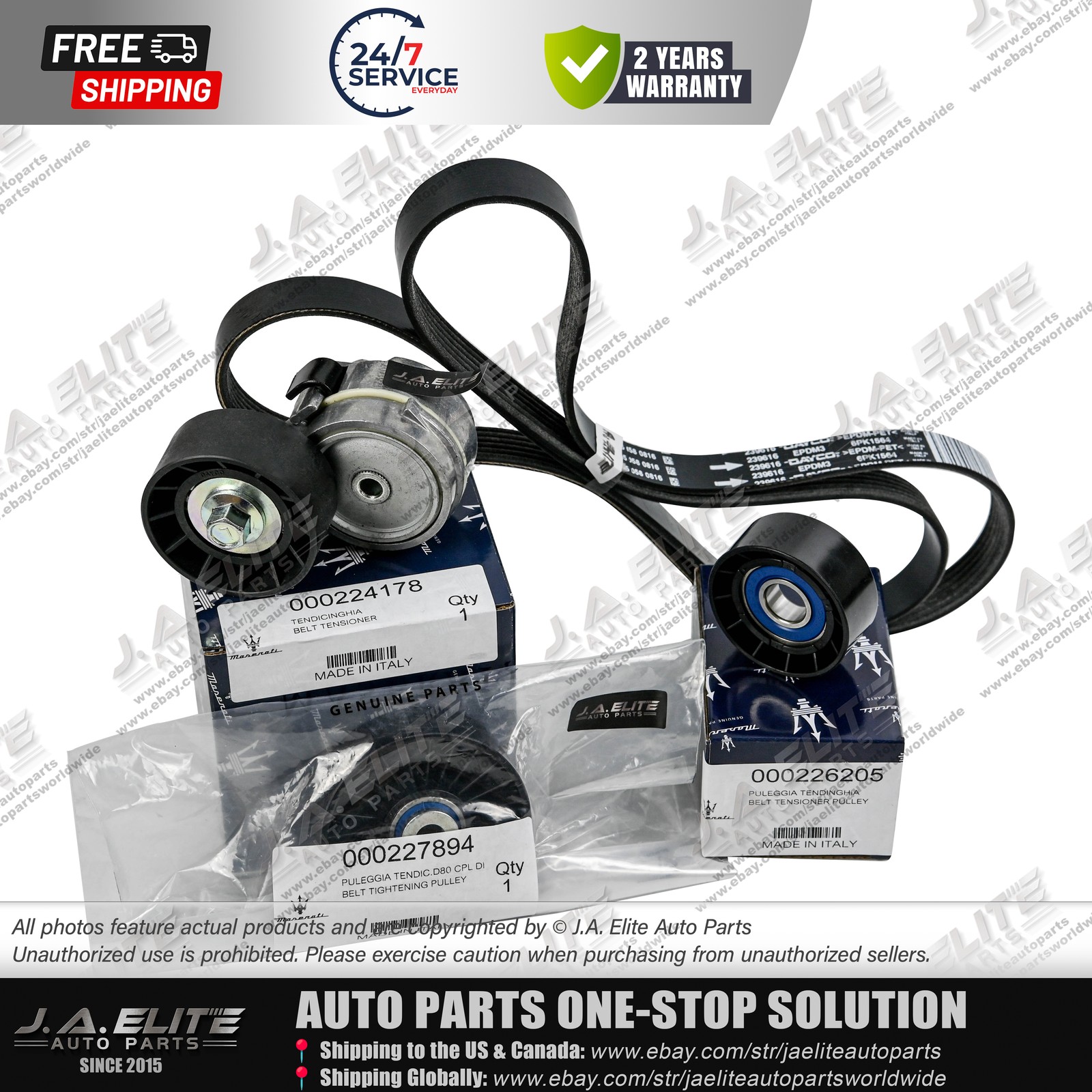 4pcs Genuine Belt Tensioner Pulley Kit fit Maserati Quattroporte GranTurismo GC