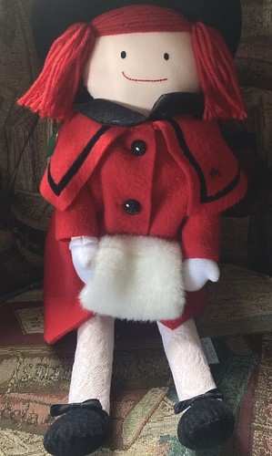 Vintage 1990er Eden Madeline 18 Zoll Stofftier Plüsch Weihnachten Puppe mit Hut & rotem Mantel - Bild 1 von 7
