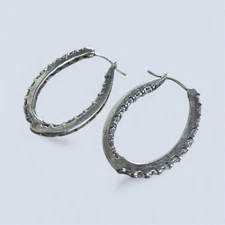 Diamonique Sterling Silver Hoops Earrings 925 DQ CZ