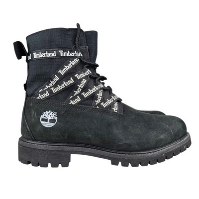 Timberland Herren 6 Inch Premium Schwarz Logo Riemen Stiefel Größe UK 8 EU 42