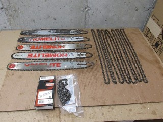 Homelite 16" bars and chains and extra chains
