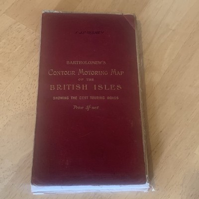 Vintage Bartholomew s Contour Motoring Map British Isles Lined Back Cloth