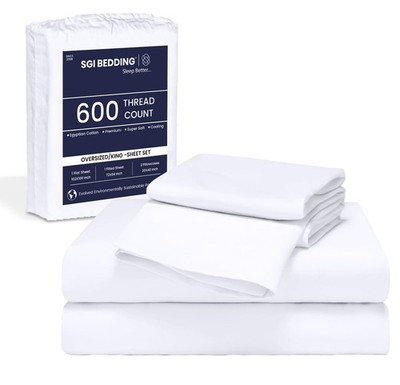 SGI bedding 108'' W x 108'' L 4Pc Alaskan King Sheet Set 100% Egyptian Cotton - 60