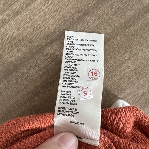 We The Free People Classic Crew Colorblock Sweatshirt Orange Combo Oversized XL - Picture 6 of 6