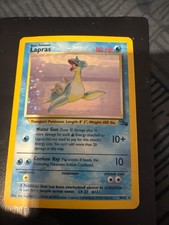 1999 Pokemon Fossil Unlimited Lapras Holo Rare Card 10/62 Vintage WOTC MP Crease