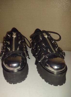 Demonia GRAVEDIGGER-03 Vegan Leather Platform Spiked Shoes Men's Sz 8 Nu Goth GC