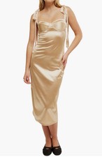 Free People Casino Got Glam Tie Strap Satin Midi Dress Size M $118