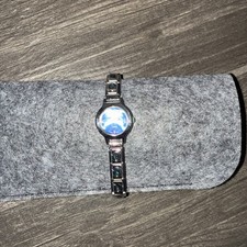 Y2K Vintage Blue Face Mudd Watch Stainless Steel Chain Link Band Japan Movement