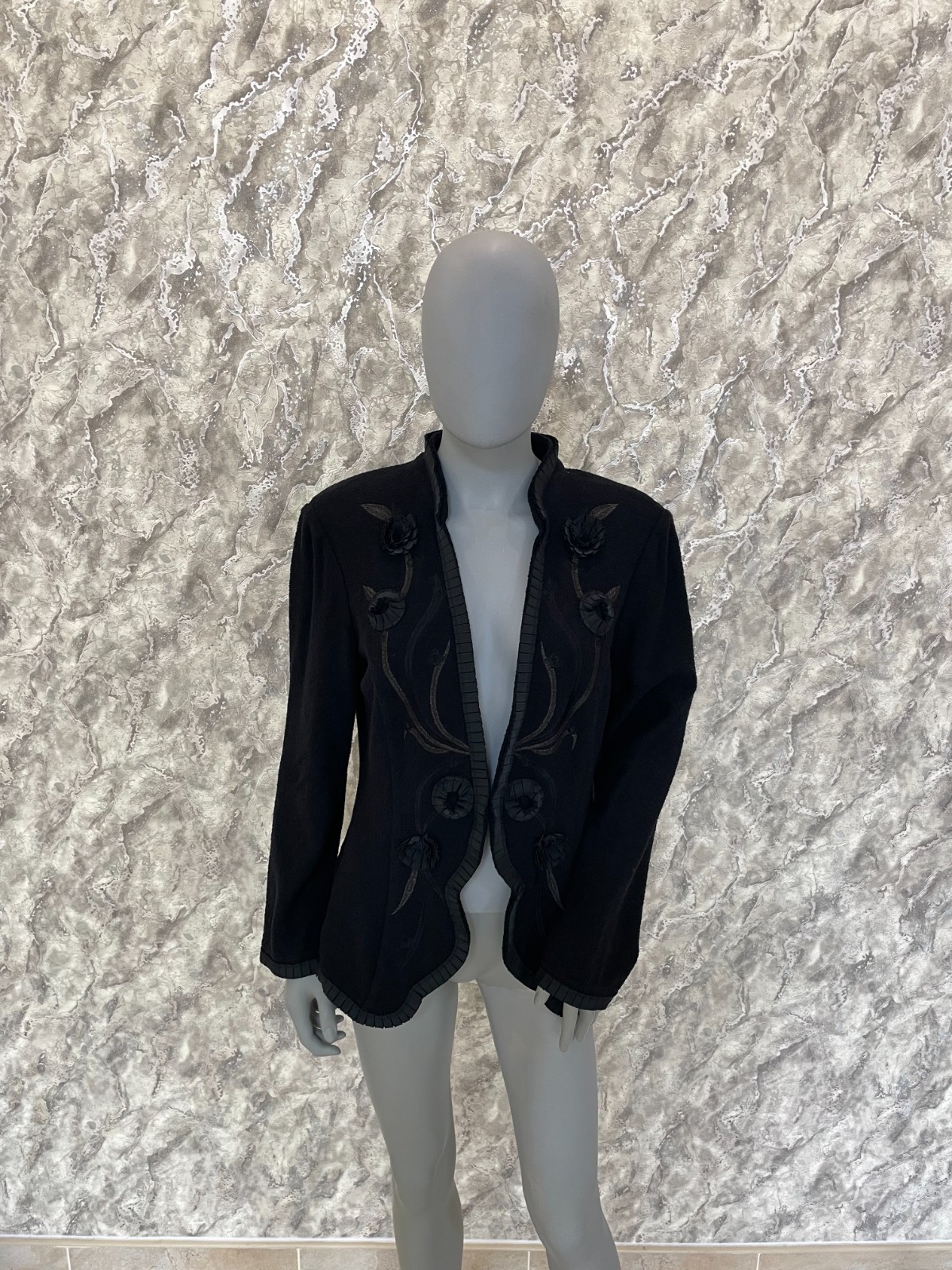 St. John Couture Black Embellished Evening Blazer Jacket Women's