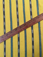 Fabric -Vintage Yellow Stripe Guatemalan Handwoven Ikat on Treadle Loom Sold BTY