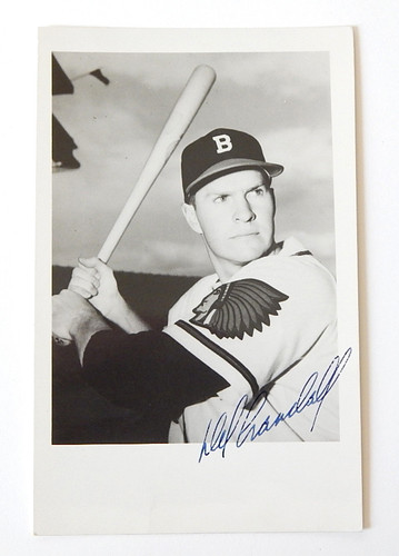 Del Crandall Signed B&W Photo Card Auto Autograph