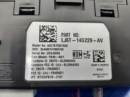 21-22 Ford Escape Communications Telematic Control Module OEM LJ6T14G229AV - Picture 4 of 7