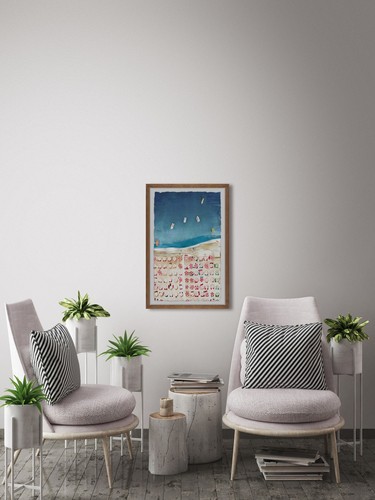 Marmont Hill Packed Beach II Framed Painting Print 16x24 - Picture 5 of 6