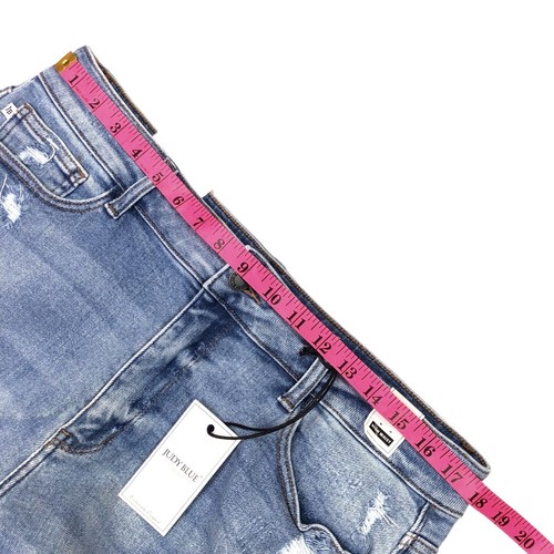 Judy Blue Women's High Waist Denim Shorts Size 2XL Distress 9" Inseam Cuffed NWT - Picture 9 of 11
