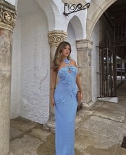 Crochet Dress Summer Maxi Dress Viral Style Size Médium Baby Blue Flowers Fairy