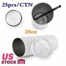 25pcs Sublimation Blank Stainless steel 20oz Taperless Glossy tumbler With Lid