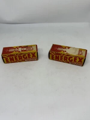 2 VTG NOS ENERGEX M-4 Spark Plugs Original Packaging Bright Advertising - Image 1 of 4