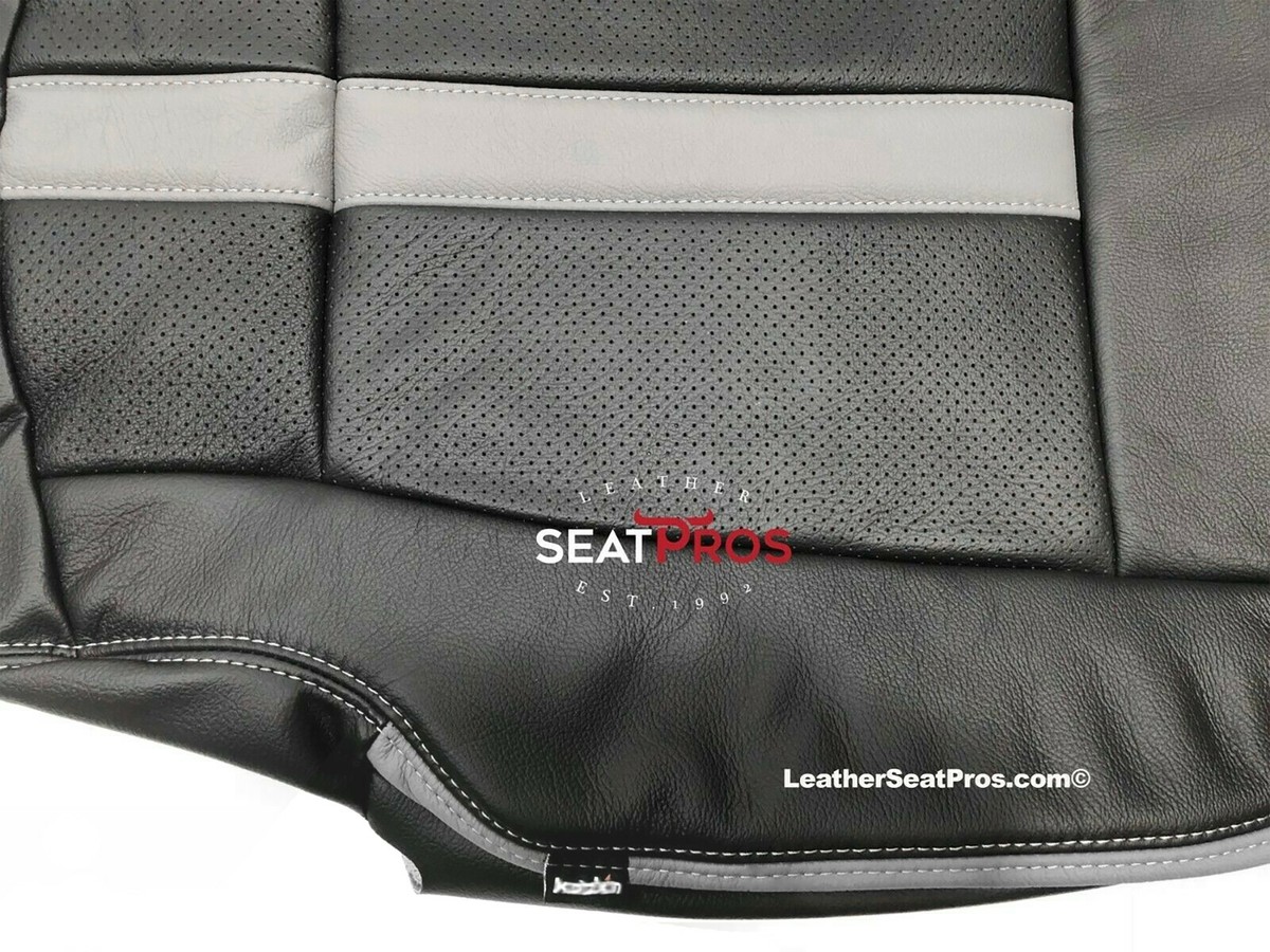 Custom Leather Seat Covers For 2019-2021 Ford F-250 XLT SuperCrew - Black & Gray, Full Set