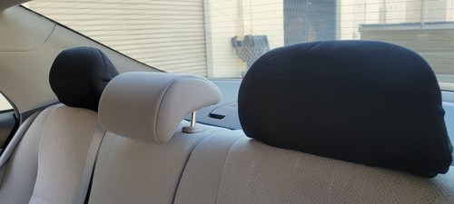 Set of 2 Solid Black Cloth Car Headrest Covers with Foam Backing for Honda - Bild 4 von 7