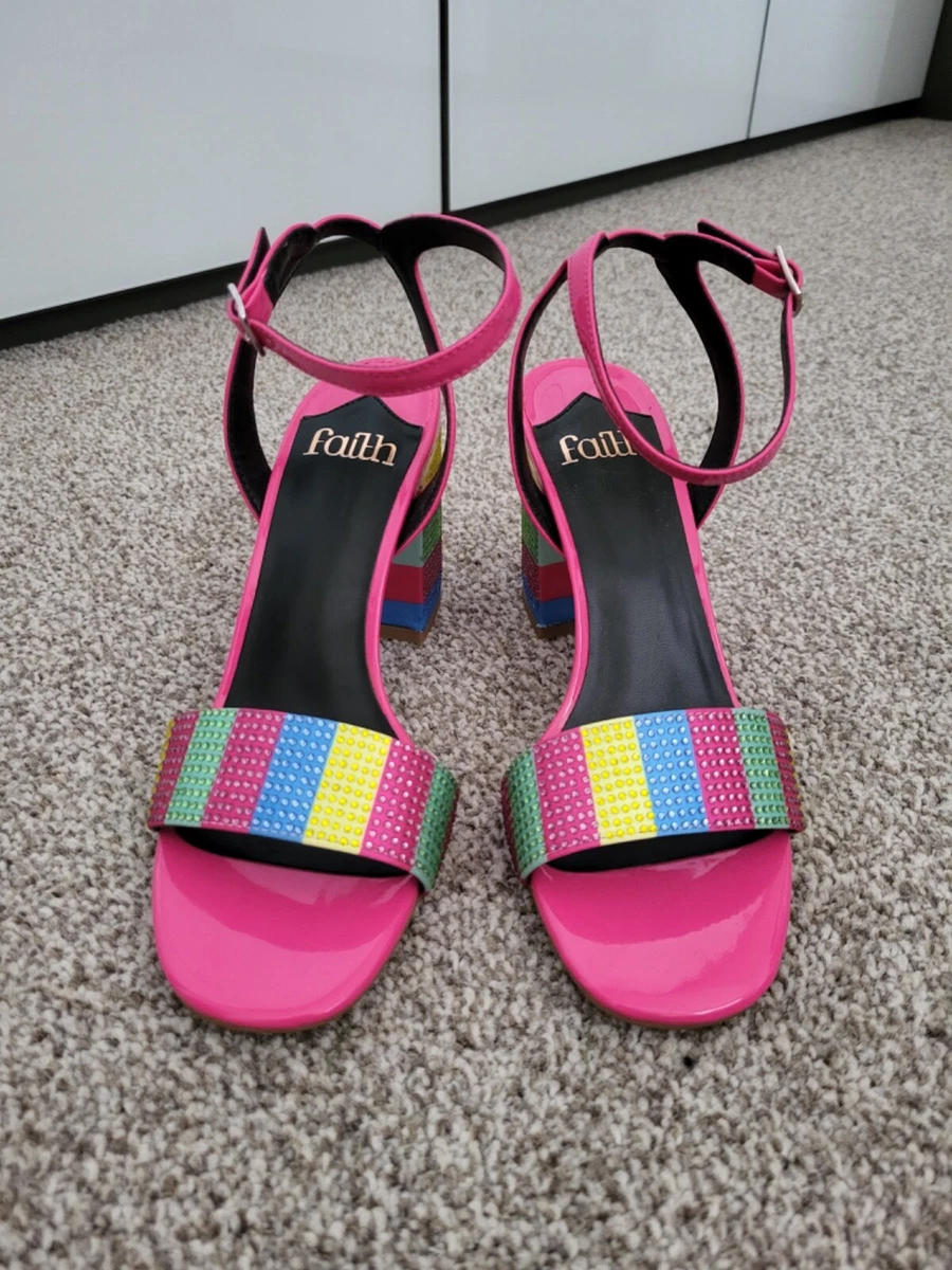 Faith size 4 NEW multicolored block heeled sandles eBay