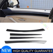 Inner Door Strip Panel Cover Trim 4* Fit For BMW 5 Series 2011-2017 Carbon Fiber