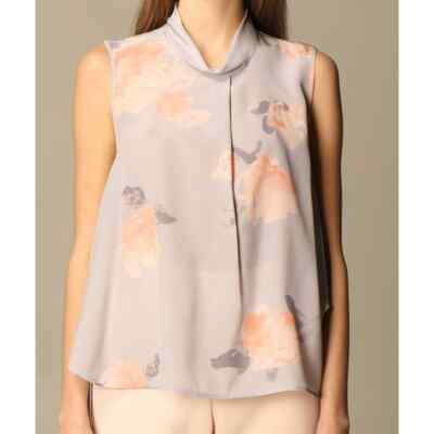 Emporio Armani 100% Silk Floral Patterned Sleeveless Blouse Size 12 NWT $495