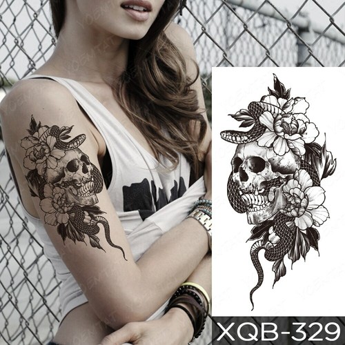 Dark Temporary Tattoo Sticker Skull Peony Flowers Snake Arm Fake Tatoo Women Men Ebay Dark Temporary Tattoo Sticker Skull Peony Flowers Snake Arm Fake Tatoo Women Men Ebay