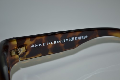 Vtg Anne Klein II For Riviera Brown Tortoise Green Cat-Eye Womens Sunglasses - Picture 5 of 7