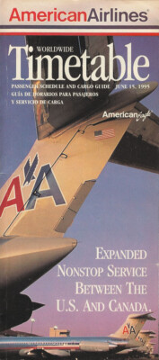 American Airlines system timetable 6/15/95 [308AA] Buy 4+ save 25%
