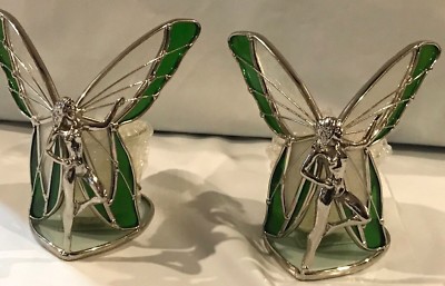 STAINED GLASS 2- Piece Standing Green Fairies  [9044-C]