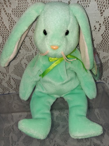 Ty Hippity Bunny Rabbit Green Easter 9" Plush Stuffed Plushie Beanie Doll 1996 - Picture 5 of 16